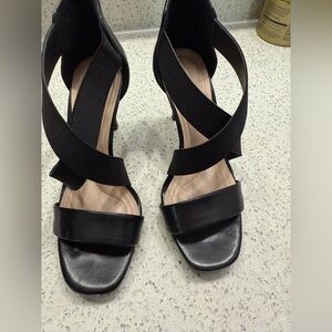 Kelly & Katie Black Heels with Modern Straps